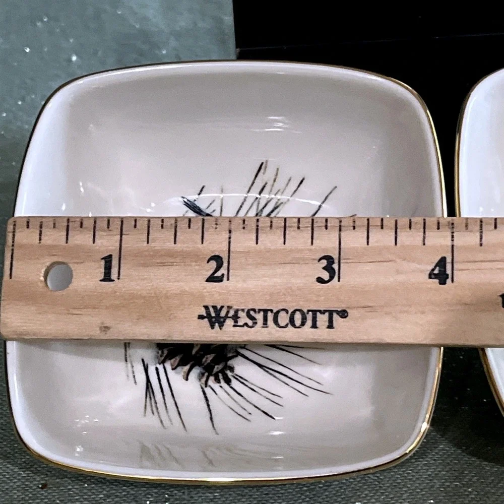 LENOX WINTER GREETINGS 2 Dipping Bowls~NUTHATCH & CHICKADEE~Catherine McClung